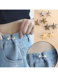 4入組可拆式星形皮帶扣，可調節腰部扣環，適用於牛仔褲、裙子、長褲