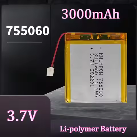 755060 Battery 3.7V 3000mAh Lithium Polymer Rechargeable Batteries for Mobile Power Supply Small Spe