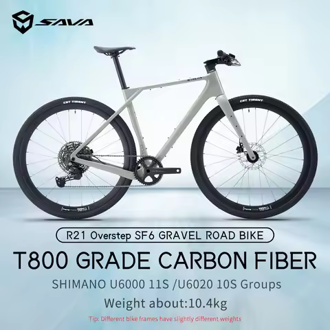 SAVA 2025 New SF6 R21 Carbon Fiber Flat Handlebar Road Bike, Hydraulic Disc Brake Gravel Bike with S