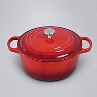 Soup Pot Casserole cast Iron 24cm Thickening Cooker Enamel Pot Cooker for Mother's Day Pot Thickening stew Pot Noodle pan Home Pot Perfect for Breakfast Frying Pan (Red) interesting