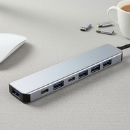 7-in-2 Port USB A & C Hub Concentrator 3.0 & 2.0 Type Multi Adapter Multi-hub Dock Splitter for PC L