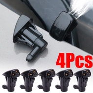 4Pcs Black Universal Wiper Nozzle | Durable Plastic Car Water Spray Jet with 360° Adjustment, All-We