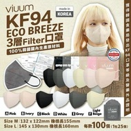 [240124] 爆單新色韓國製Viuum，薄款夏天岩用2D口罩三層KF94防疫成人口罩 (1組100個)