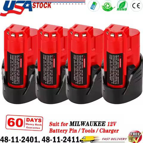 1/2/4Pcs 12V 3.5Ah M12 Replace for Milwaukee 12V Battery Pin Compatible with Milwaukee 48-11-2401 48