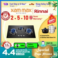 Rinnai Gas Hob - RB 983G 5.0kW Burner Built-In / Free Standing Gas Burner | 88cm Cooker Hob 3 Burner | Flexi Cut-Out Size | RB-983G Tempered Glass | Rinnai Gas Stove | Cooker Hob | Tungku Dapur