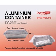 [READY STOCK] 4423-P ALUMINIUM FOIL TRAY WITH LIDS/ FOOD CONTAINER/ RECTANGLE/ 5 SET