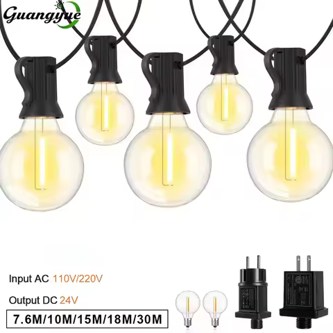 G40 LED String Light E12 DC24V Wide Voltage Output Shatterproof Vintage Light Strings for Patio Balc
