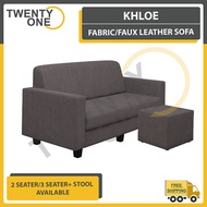 KHLOE SERIES FABRIC/FAUX LEATHER SOFA (2 SEATER / 3 SEATER/3 SEATER WITH STOOL AVAILABLE)