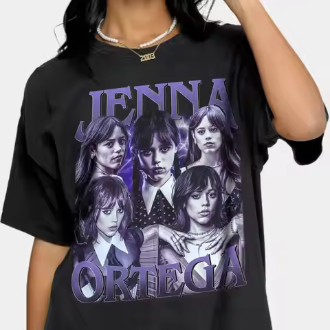 2026 Jenna Ortega Softstyle T-shirt Jenna Ortega Retro Copycat T-shirt Dark Fashion Trend Pattern T-
