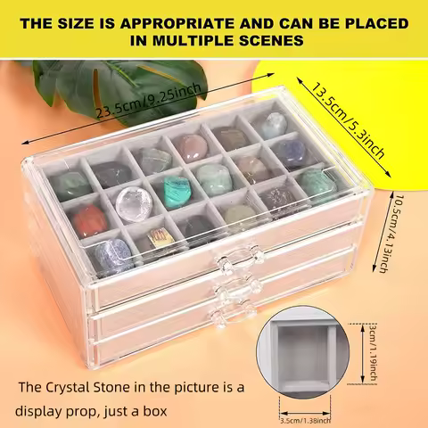 Rock display box 54 slots children's rock collection box stone collection gem transparent display bo
