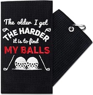 Funny Golf Towel for Men - Golf Gifts for Men Embroidered Men Golf Towel for Golf Bags with Clip, Golf Accessories for Men Golfers Dad Boyfriend Husband Birthday Retirement Fathers Day -Find My balls