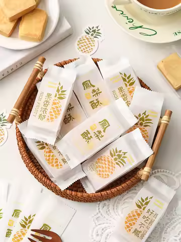 Pineapple Crispy Paper Packaging Bag Independent Thickened Handmade Machine Sealed Bag Bottom Tray B