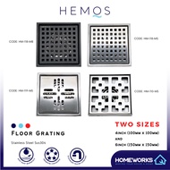 HEMOS FITTING SUS 304 4 INCH HM-116,118,121 6 INCH INDOOR OUTDOOR FLOOR TRAP GRATING HM-110,119,120