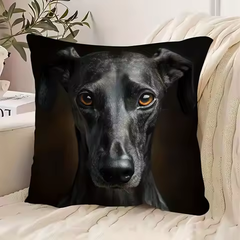 1pcs Short Plush Greyhound Pillow Cover 18x18 Inch Double Sided Print Cushion Case Home Decor