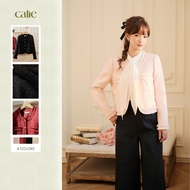 Tweed evening coat with round fringe, high-quality tweed plaid fabric, Calie Ak075 fashion