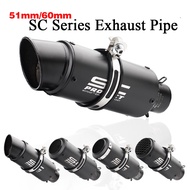 Inlet 51mm 61mm Motorcycle Exhaust Pipe Muffler SC Exhaust Mufflers