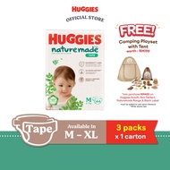 [Bundle of 3] Huggies Naturemade Tape Diapers M64 / L54 / XL44 - No harmful chemicals super premium 