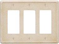 Questech Travertine Tumbled Textured Wall Plate Switch Plate Outlet Cover (Triple Decorator GFCI)