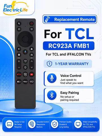RC923A FMB1 Voice Remote Control Replacement Compatible for TCL Smart TV QLED QLED Mini Google TV's,