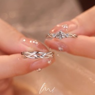 Yes✨S999 pure silver ring gold plated couple ring women's ring diamond-set pair ring  zircon adjusta