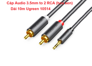 Cáp Audio 3.5mm to 2 RCA (hoa sen) Ugreen ( 10m 10514 15m 60834 ) Chính Hãng