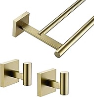 20 Inch Double Towel Bars Bathroom Towel Racks Robe Hook Bath Towel Coat Hooks 2 Pack Brushed Gold B