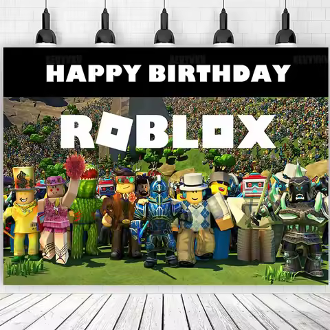 R-Roblox Birthday Party Backdrop Photo Booth Background Banner Kids Children Baby Shower Decor Custo