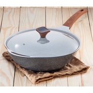(New🇲🇾)Chefology Non-stick Marble Ceramic 32cm Wok Tempered Glass Lid