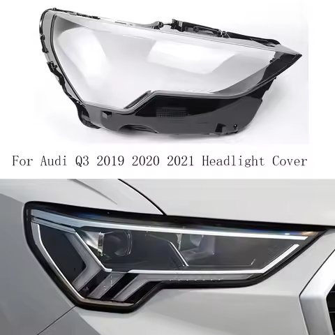 For Audi Q3 2019 2020 2021 front Car Headlight Cover Lens Shell Lampcover Lampshade Headlamp Light m