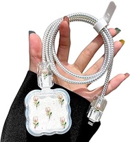 Charger Cover for Apple 40W Dynamic Power Adapter,Cute Flower Elegant Tulips Design,Clear Soft Charg