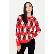 Tokomilkan - Latest Women's Knit Tops Argyle Korean Sweater Oversize Smooth