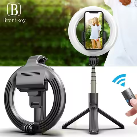 4 in 1 Selfie LED Ring Light Wireless Bluetooth Selfie Stick Tripods Handheld Extendable Selfie Stic