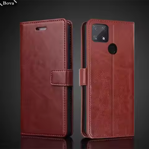 Card Holder Pu Leather Cover Case for OPPO Realme Narzo 50A Flip Cover Retro Wallet Bag Fitted Case 