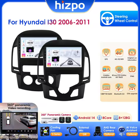 Hizpo 8 Core Android 14 Carplay 2 Din Radios for Hyundai I30 2006 - 2011 Automotive Multimedia UIS78