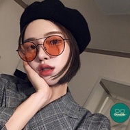 DS Fashion New 2019 Round Sunglasses Women Vintage Metal Frame Pink Yellow Lens