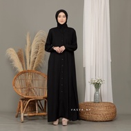 abaya /dress full kancing yasya mf - hitam s/m