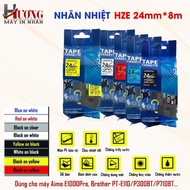 HZe Printing Label 24mm*8M for Brother PT-E500, PT-E550W, PT-E800T,PT-P750W label printers....