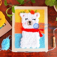 Punch Needle Set Alpaca White Bear for Knitting and Crocheting for Beginners
