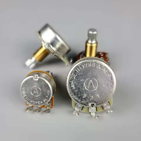 (Made in Korea) Alpha Brass Shaft Potentiometer(POT) For Electric Guitar Bass A250K/B250K/A500K/B500