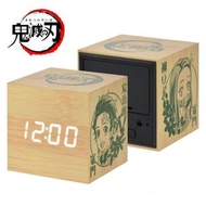 muse - 鬼滅之刃 鬼滅の刃 正版 桌上 方形 LED 木紋鐘 USB 數字 鬧鐘 溫度感應 木棉花 (炭治郎x禰豆子)