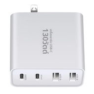 ตัวชาร์จ Gan ที่ชาร์จติดผนัง USB C 130วัตต์ที่ชาร์จ Gan แบบพับได้4พอร์ตที่ชาร์จแบบเร็วสำหรับ iPhone