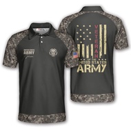 PRIMESTY Personalized US Army Polo Shirts for Men, Short-Sleeve Custom Name US Army Veteran Shirts f