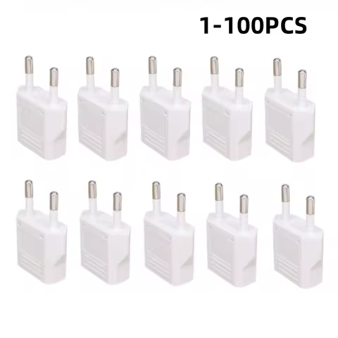 1-100pcs 4.0/4.8mm EU Plug Adapter EU US Israel To Euro KR BR Brazil Plug Converter American Travel 