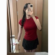 🍬Sugar Beauty💓 修身打底高级纯色短袖T恤女夏季2025新款显瘦辣妹纯欲风上衣ins潮T-shirt