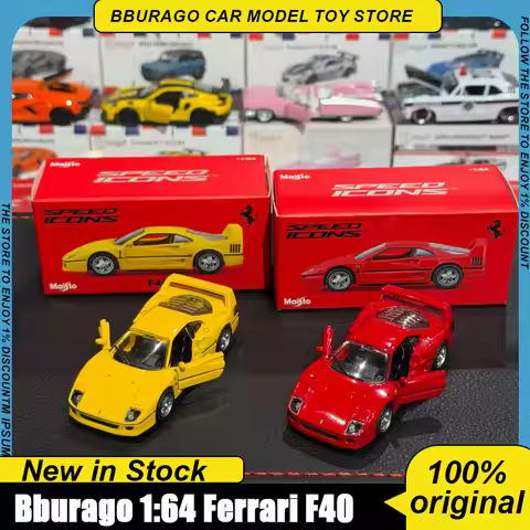 New Bburago 1:64 Ferrari F40 Diecast Alloy Car Model Classic Supercar Simulation Replica Red Static 