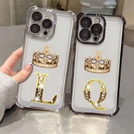 Letter L Q I R S P Electroplated Case For Samsung A57 5G A37 A17 A07 TPU Clear Phone Casing Galaxy A
