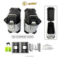 Universal Motorcycle 18L / 28L / 36L Side Top Box [Free Gifts] | Kotak Motor Tepi | Black / Silver