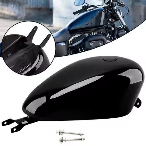 Gloss Black Motorcycle EFI 14.4 Liter Oil Gas Fuel Tank 3.3 Gallon Retro For Harley Sportster XL 883