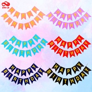 Happy Birthday party backdrop Banner Flags Celebration Bunting Banner Decoration signage words