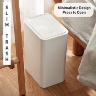 Slim Trash Bin with Lid Press to Open Dustbin Rubbish Bin Recycle Bin Kitchen Bin